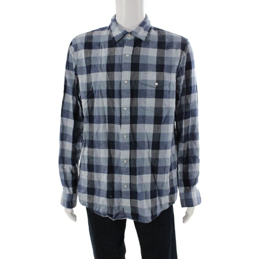 Criquet Mens Button Down Plaid Collared Long Sleeve Cotton Shirt Size L